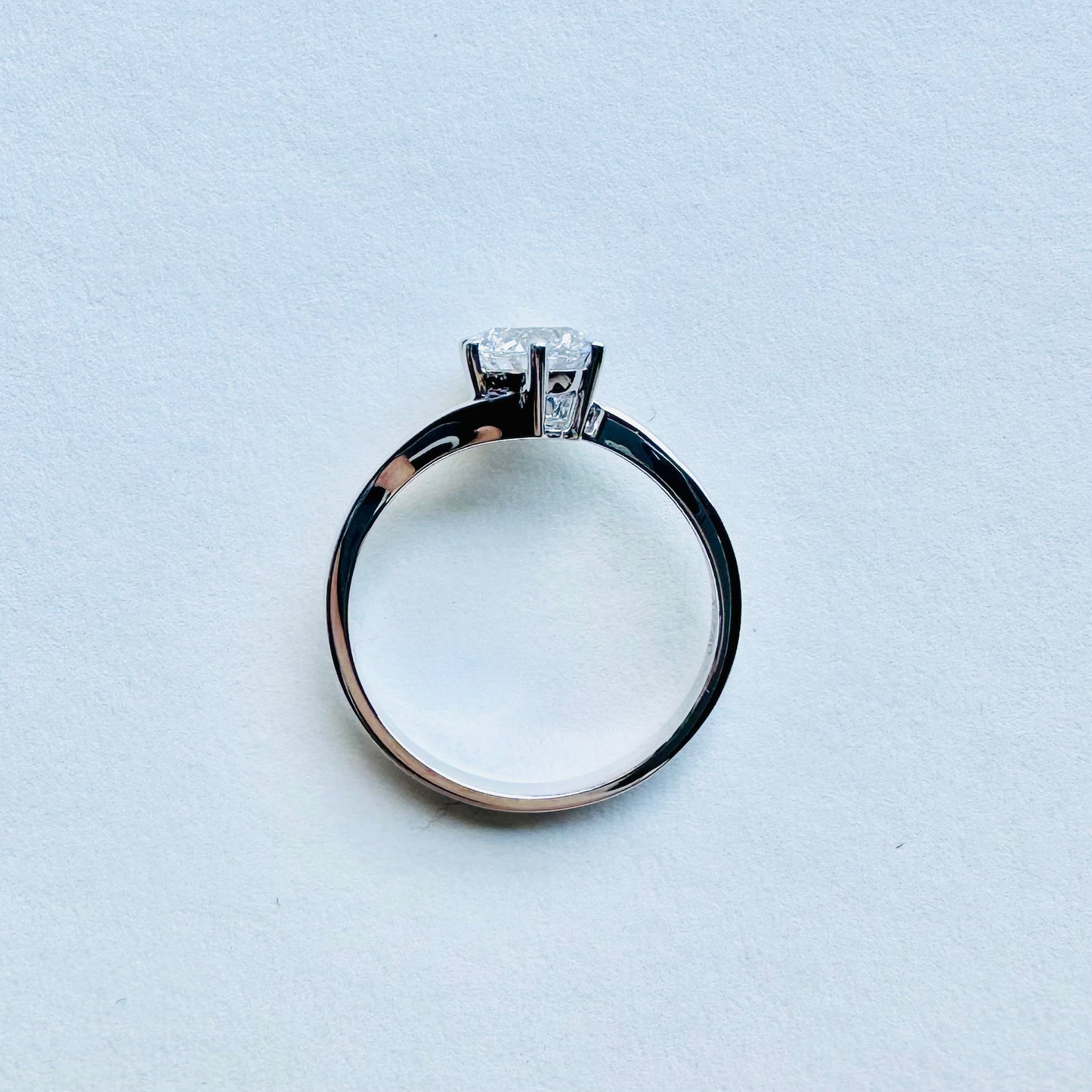 Lab Grown Diamond Ring | Six prong wave design | 18k white gold ring | IGI certified diamond