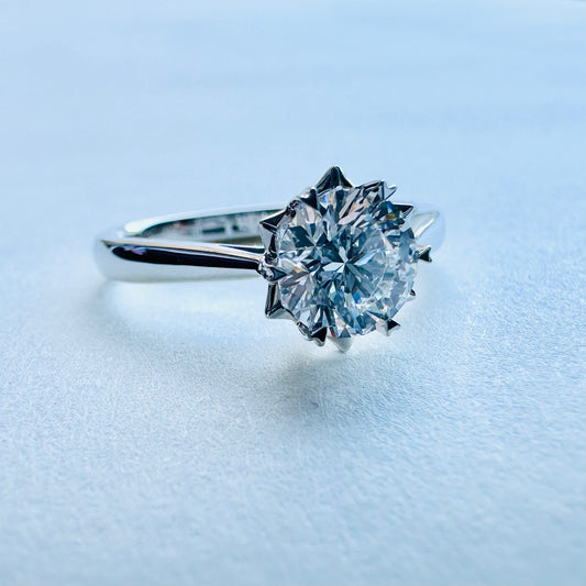 Lab Grown Diamond Ring | Snow Flake design | 18k white gold ring | IGI certified diamond